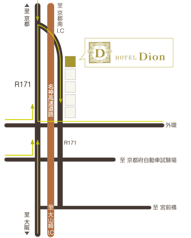HOTEL DionへのアクセスMap